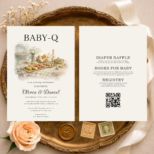 Invitation Tout en Un Barbecue de Jardin pour Bébé Baby-Q Fêt