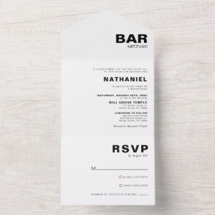 Invitation Tout En Un Barre minimaliste formelle élégant Mitzvah