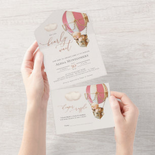 Invitation Tout En Un Bear Balloons Baby shower Tous en une invitation