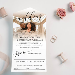 Invitation Tout En Un Beau Mariage photo de script noir