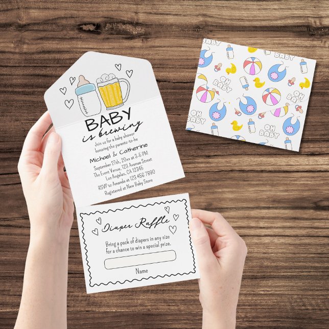 Invitation Tout En Un Bébé Brûle Bouteille Bière Baby shower en verre (Créateur téléchargé)