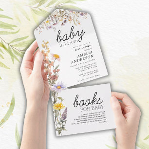 Invitation Tout En Un Bébé En Fleur Fleur sauvage Baby shower d'été