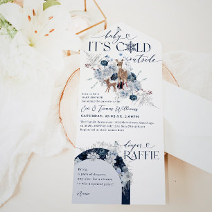 Invitation Tout En Un Bébé froid en dehors du Baby shower de cerfs flora