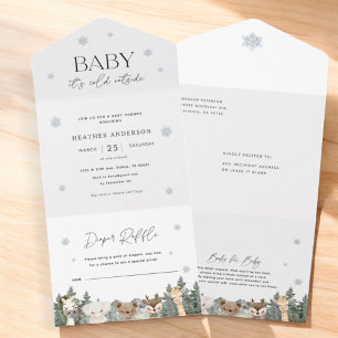 Invitation Tout En Un Bébé Il fait froid à l'extérieur du Baby shower d'