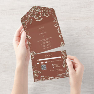 Invitation Tout En Un Bébé's Breath Terracotta RSVP All In One Invitatio