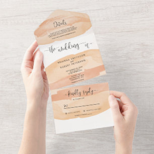 Invitation Tout En Un Beige Burnt Orange couleur brosse traits