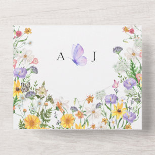 Invitation Tout En Un Belle aquarelle fleurs mariage