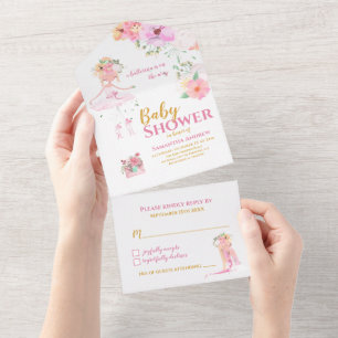 Invitation Tout En Un Belle Ballerina C'est un Baby shower fille tout de