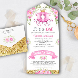 Invitation Tout En Un Berceau de Princesse Fleur Rose Mignon pour Baby S