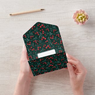 Invitation Tout En Un Berries Noël - Couleurs de Noël traditionnelles