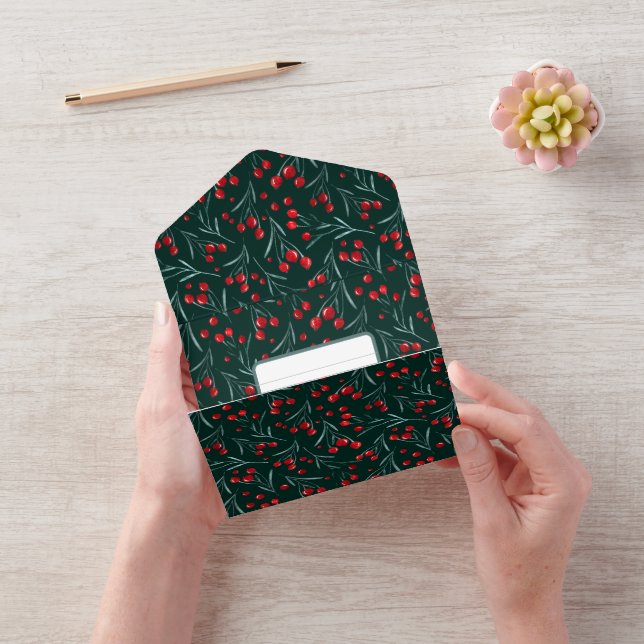 Invitation Tout En Un Berries Noël - Couleurs de Noël traditionnelles (Vidéo)