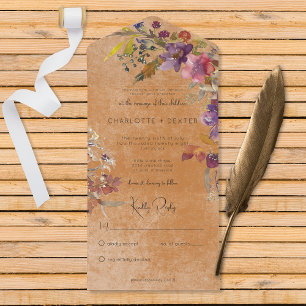 Invitation Tout En Un Bijou Boho Rustique Tone Floral rouille Pas de dîn