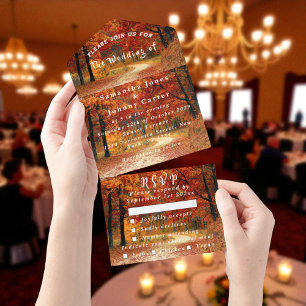 Invitation Tout En Un Birch Bark Fall Country Rustic Wood Feuilles