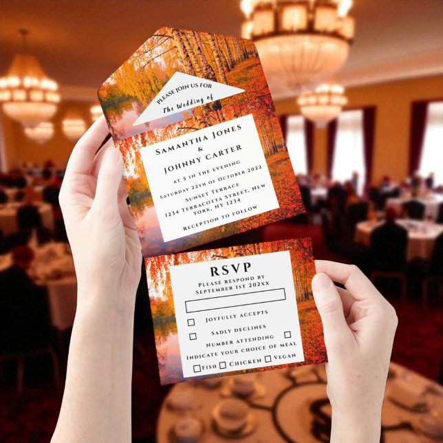 Invitation Tout En Un Birch Bark Fall Pays Bois Rustique Feuilles Tout e (Créateur téléchargé)