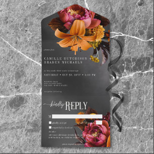 Invitation Tout En Un Black Moody Gothique Orange Lily Mariage Non Dîner