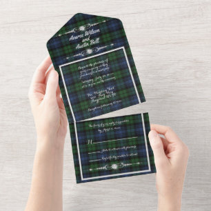 Invitation Tout En Un Black Watch Tartan écossais antique