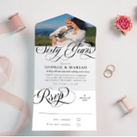 Black White Swirls Photo 60e anniversaire de Maria