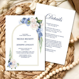 Invitation Tout en un bleu blanc Mariage d'arc Floral