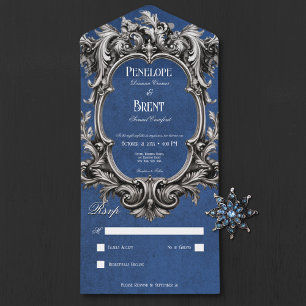 Invitation Tout En Un Bleu gothique Moody Victorian Frame No Dinner