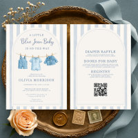 Tout en Un Bleu Jean Baby Rayures Baby Shower