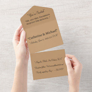 Invitation Tout En Un Bloc de couleur de cache Conception Mariage douc
