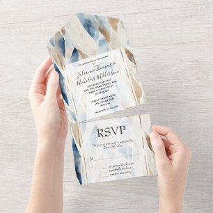 Invitation Tout En Un Blue Cream Sea Sand Ocean Beach