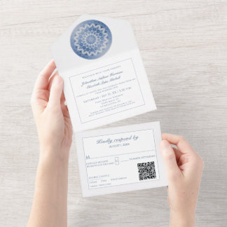 Invitation Tout En Un Blue Lace Mandala Wedding