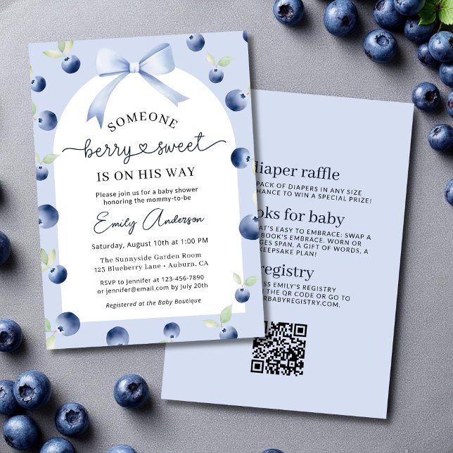 Invitation Tout en un Blueberry Berry Sweet Boy Baby shower (Créateur téléchargé)