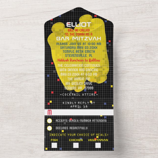 Invitation Tout En Un BM Bar Mitzvah Game On (À l'intérieur)