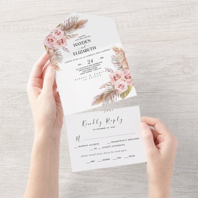 Invitation Tout En Un Bohemian Chic All InOne Wedding Inviter Fourniture (Déchirure)