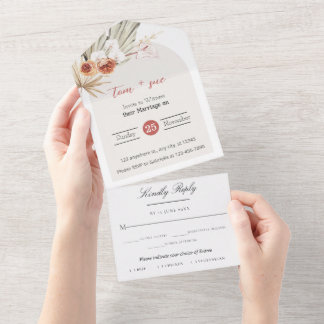 Invitation Tout En Un Boho Chic Aquarelle Mariage Floral
