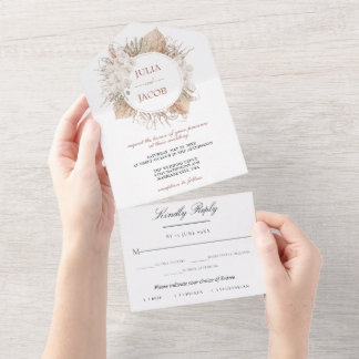 Invitation Tout En Un Boho Chic Aquarelle Mariage Floral