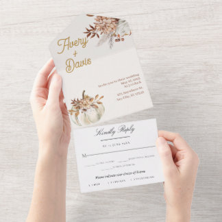 Invitation Tout En Un Boho Chic Aquarelle Mariage Floral