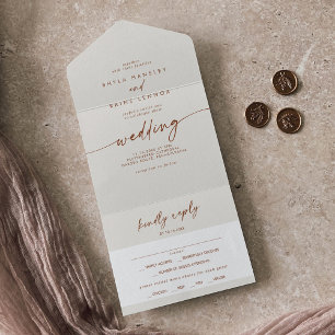 Invitation Tout En Un Boho Chic Bohemian Crème choix repas RSVP Mariage