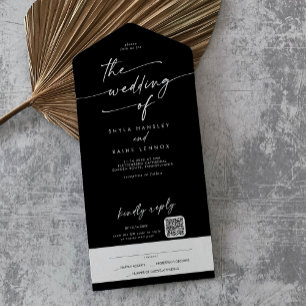 Invitation Tout En Un Boho Chic COLOR ÉDITABLE QR Code Mail En Mariage