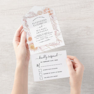 Invitation Tout En Un Boho Chic Dusty Mariage du désert rose