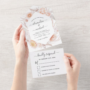 Invitation Tout En Un Boho Chic Dusty Rose Desert Wedding RSVP