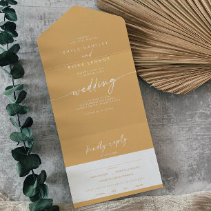 Invitation Tout En Un Boho Chic Jaune Marigold Repas Choix RSVP Mariage