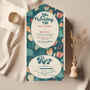 Invitation Tout En Un Boho Chic Rétro Mariage Floral Coloré