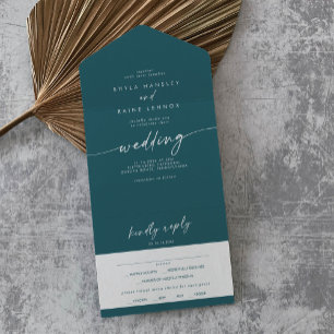 Invitation Tout En Un Boho Chic Turquoise Blue Meice Choice RSVP Mariage