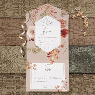 Invitation Tout En Un Boho Chute Rouille Boho Flore Frame Blush No Dinne