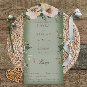 Invitation Tout En Un Boho Cream Rose Sage Green Diner