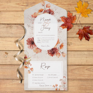 Invitation Tout En Un Boho Crème désossée Automne Floral Trois Dîners