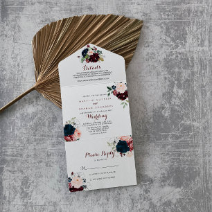 Invitation Tout En Un Boho de luxe coloré Mariage Floral