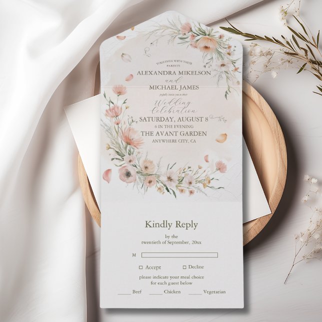 Invitation Tout En Un Boho Fleur sauvage Garden Wedding (Créateur téléchargé)