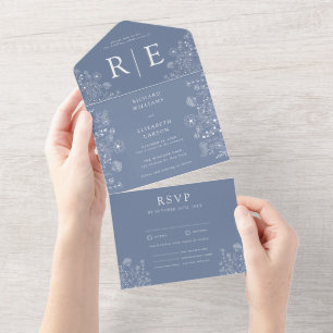 Invitation Tout En Un Boho Fleur sauvage moderne Mariage aquarelle