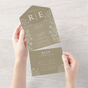 Invitation Tout En Un Boho Fleur sauvage moderne Mariage aquarelle
