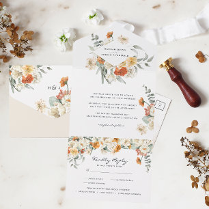 Invitation Tout En Un Boho Floral Greenery Mariage botanique