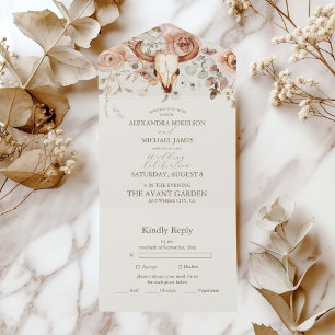 Invitation Tout En Un Boho Floral Mariage occidental