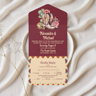 Invitation Tout En Un Boho Floral Mariage occidental